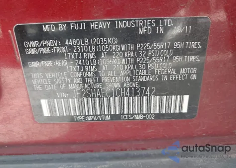 2012 Subaru Forester 2.5X Limited z USA, uszkodzony, nr VIN JF2SHAEC1CH413742